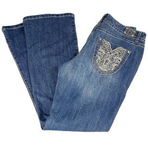 Bandolino Errol Womens Blue Denim Jeans Embroidered Rhinestones Size 6